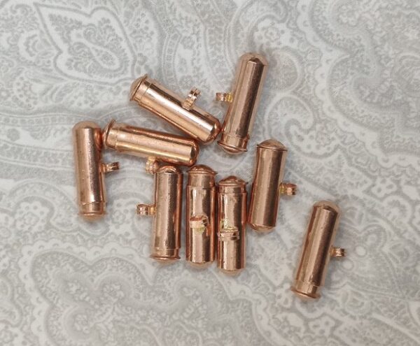 empty taabeej case, copper amulet holder, spiritual taabeej box, copper tabeez locket, yantra holder copper, pack of 12 taabeej, spiritual protection item, evil eye protection copper, hindu taabeej case, copper amulet tube.